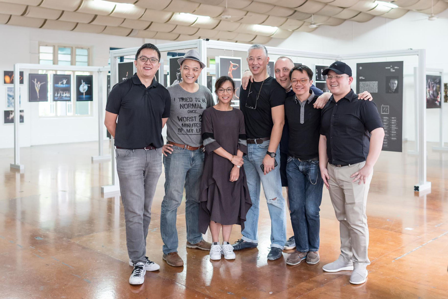<p>Exhibiting photographers and invited guest speakers.<br />
From Left to right: Jinkai Kuang, Irving Neil Kwok, Bernie Ng, Robin P.E.Chee, Matthew G. Johnson, Tan Ngiap Heng, Shawn Quek</p>
