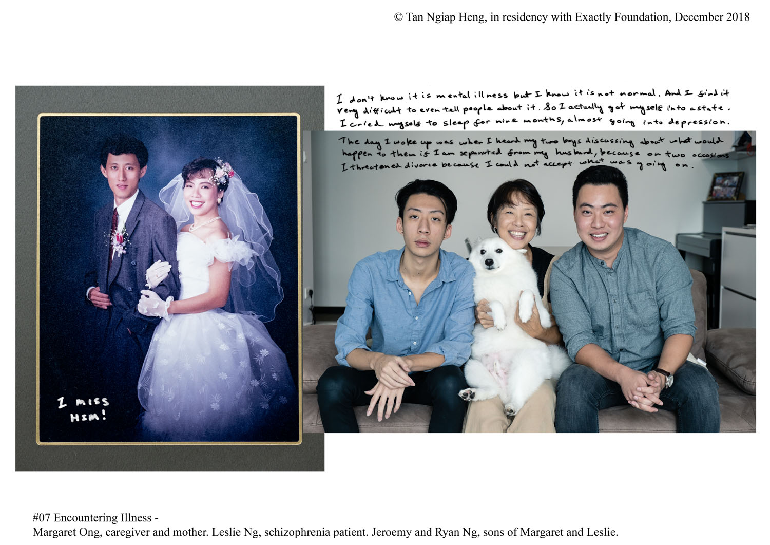 <p>Encountering Illness – Margaret Ong, caregiver and mother. Leslie Ng, schizophrenia patient. Jeroemy and Ryan Ng, sons of Margaret and Leslie.</p>
