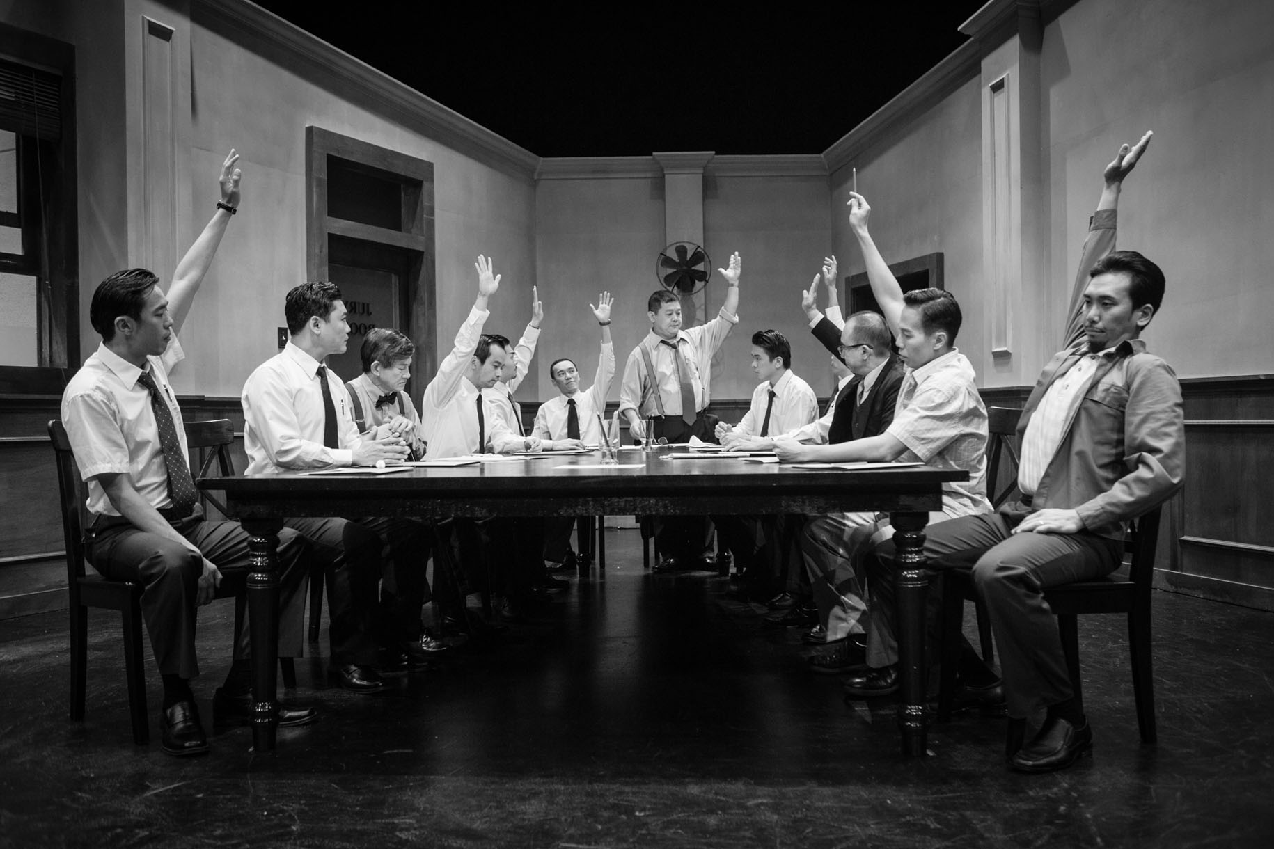 <p><em><a href="https://drlib.lasalle.edu.sg/296/">Twelve Angry Men</a></em></p>
<p>An intense midnight quarrel leads to the murder of a man. Witnesses take the stand as his 16-year-old son is tried for homicide. With all testimonies against the boy, his fate now hangs by a thread as twelve jurors find themselves thick in the throes of rendering the final verdict.</p>
<p>In the stifling heat of the jury room, twelve personalities will clash in a bout of logic and intuition, reason and conscience. Caught between conflicting personal obsessions and prejudices, will the jurors emerge as defenders of justice, or were they destined to become hangmen?</p>
