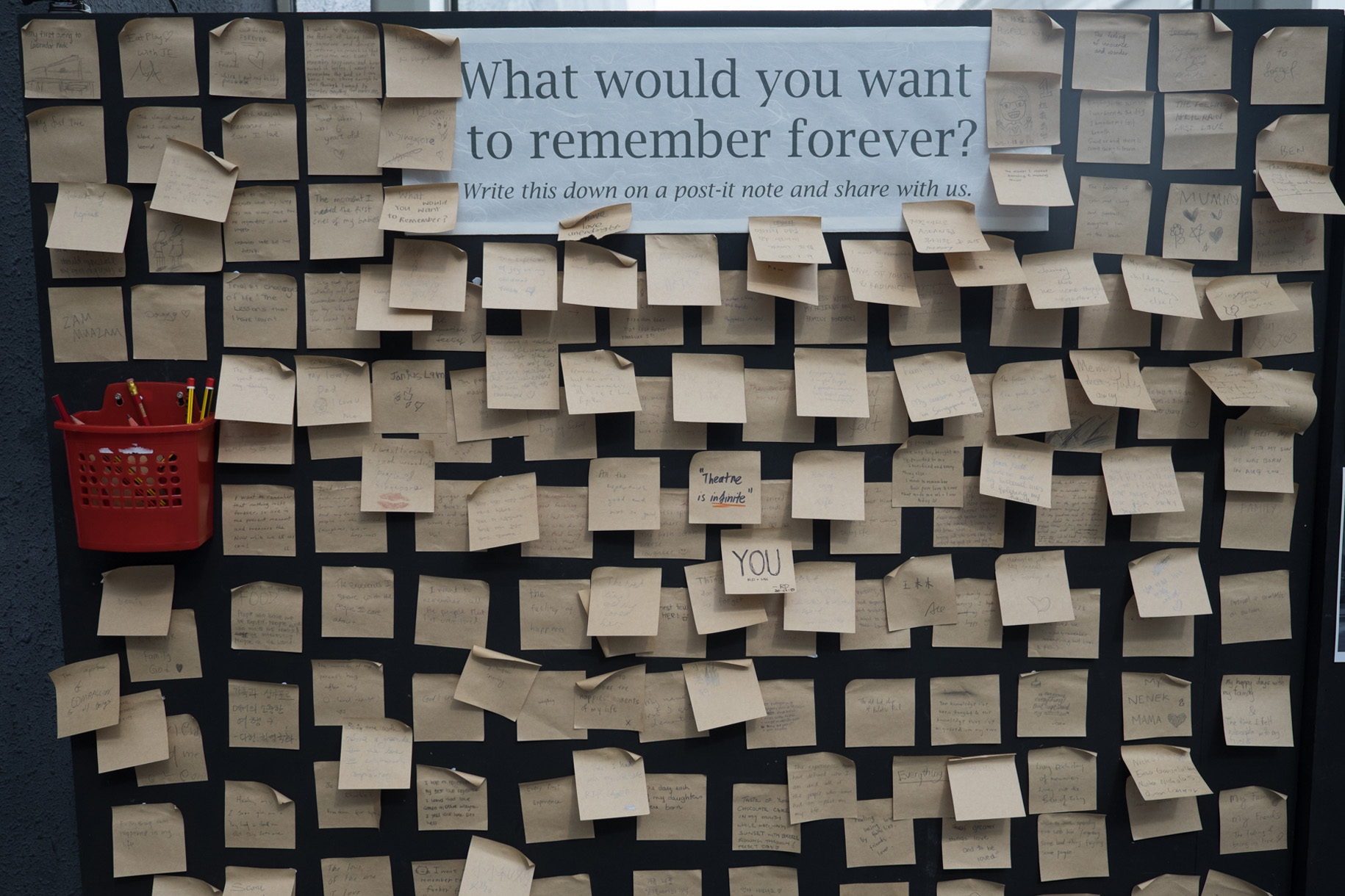 <p>Reaction board asking audience what they would want to remember forever.</p>
