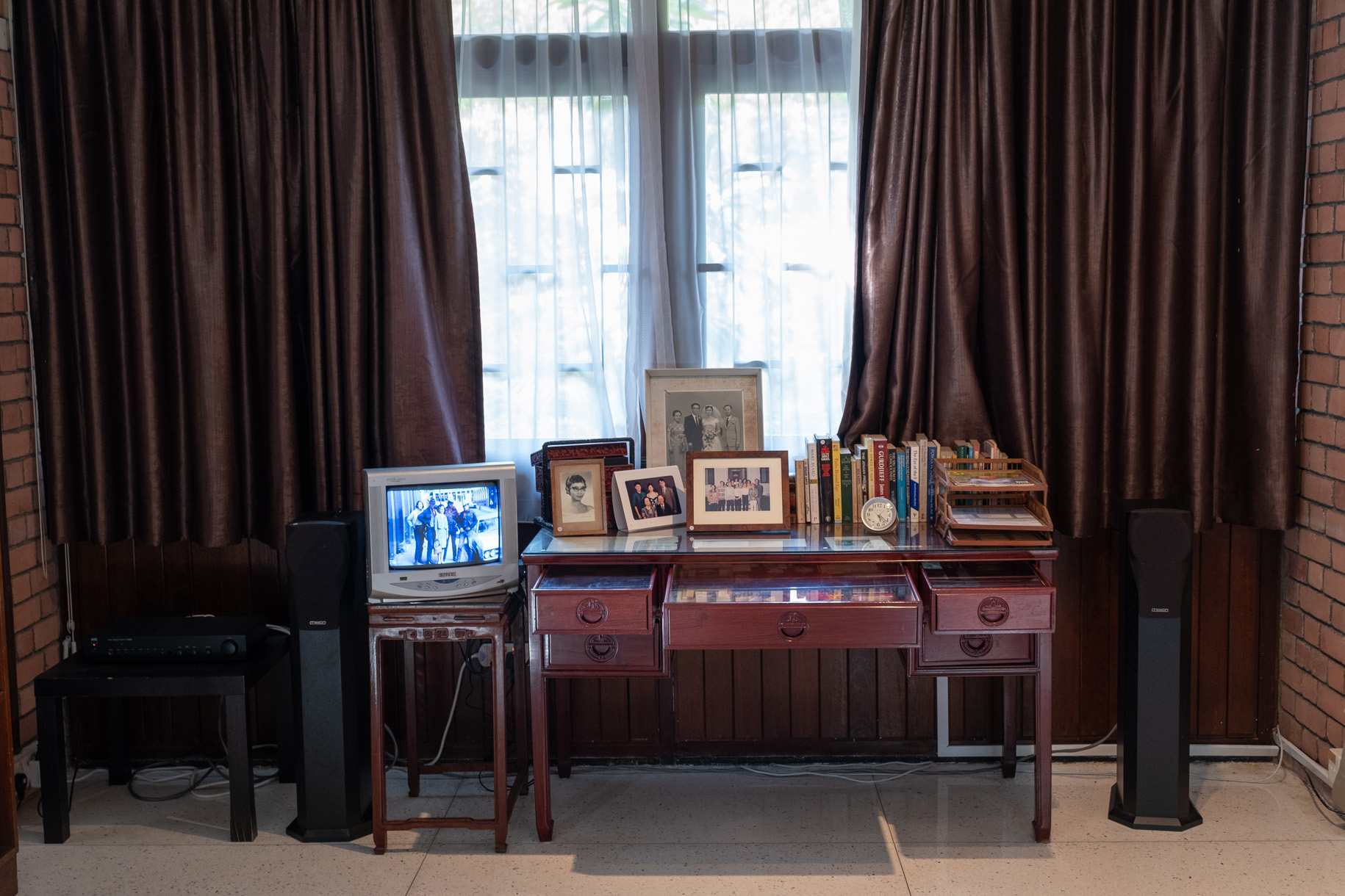 <p>Artwork displayed in the library of my parents’ house.</p>
